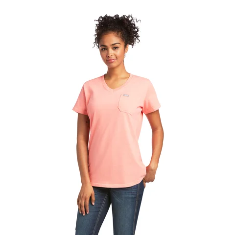 Ariat Rebar Workman Summer Melon Women's T-Shirt-- Terry Blend Velvet Blend Canvas Blend Ariat Rebar Workman Summer Melon Women's T-Shirt-- Terry Blend Velvet Blend Canvas Blend