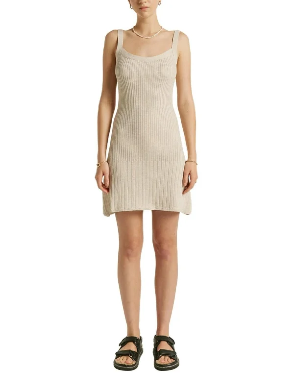 Santa Monica Lurex Mini Dress Almond Comfortable Wrap Mini Dress