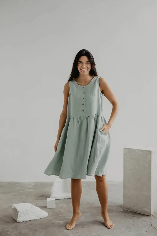 Linen sleeveless summer dress HAZEL XXL Dusty Lavender empire Waist empire