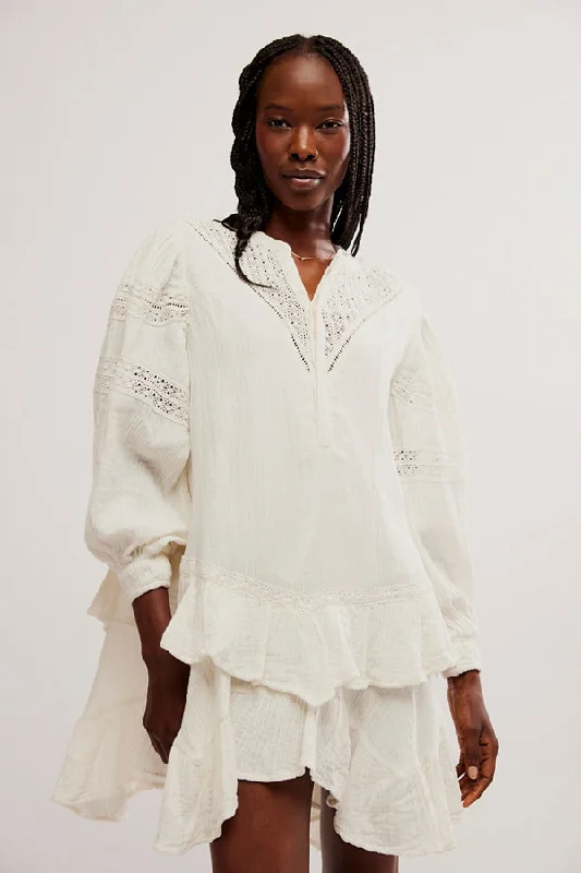 Sachi Mini Dress Ivory Cozy Cowl Neck Mini Dress