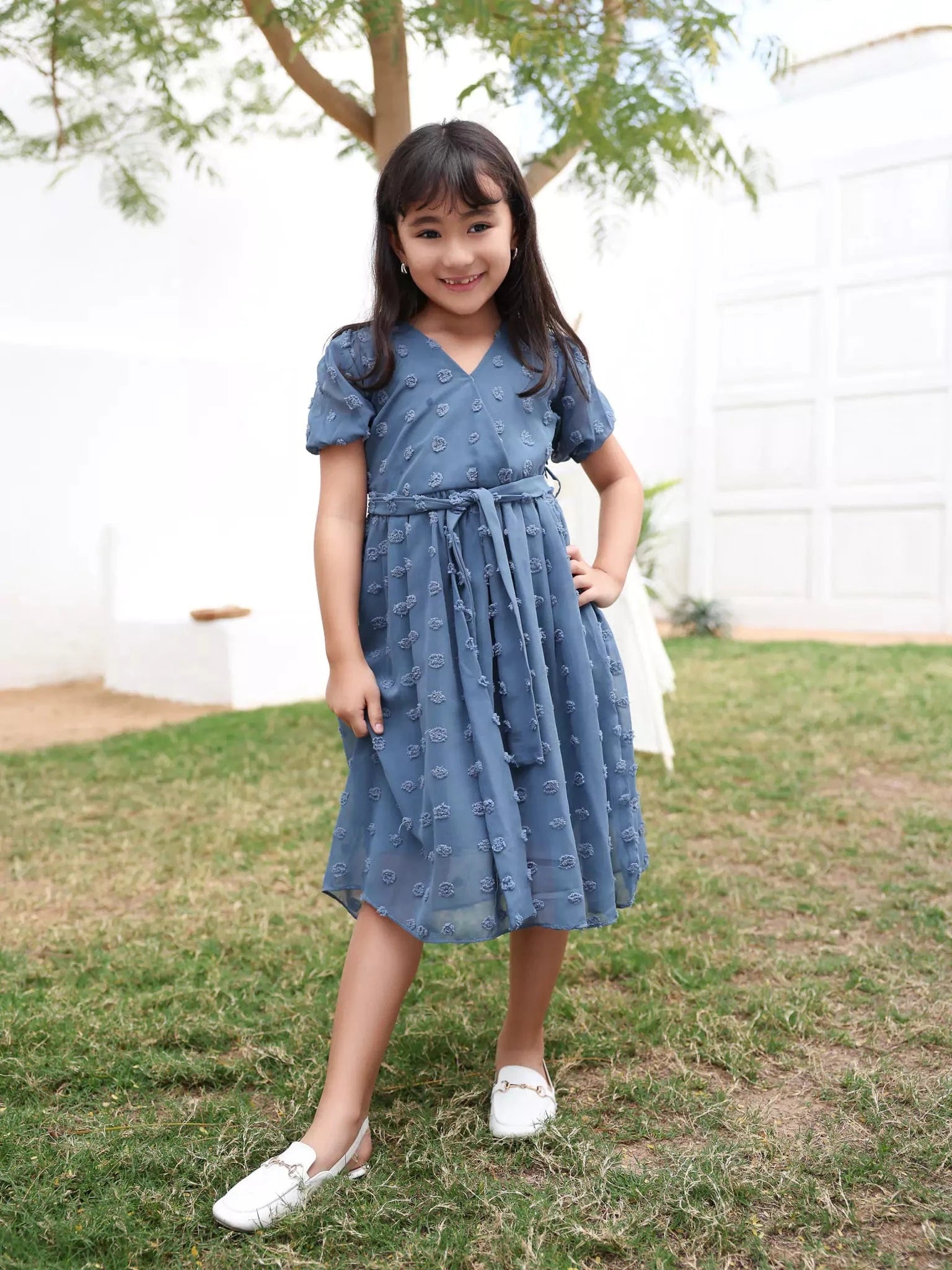 Mini Glacial Texture Dress - Dusty Blue Tunics Occasion special