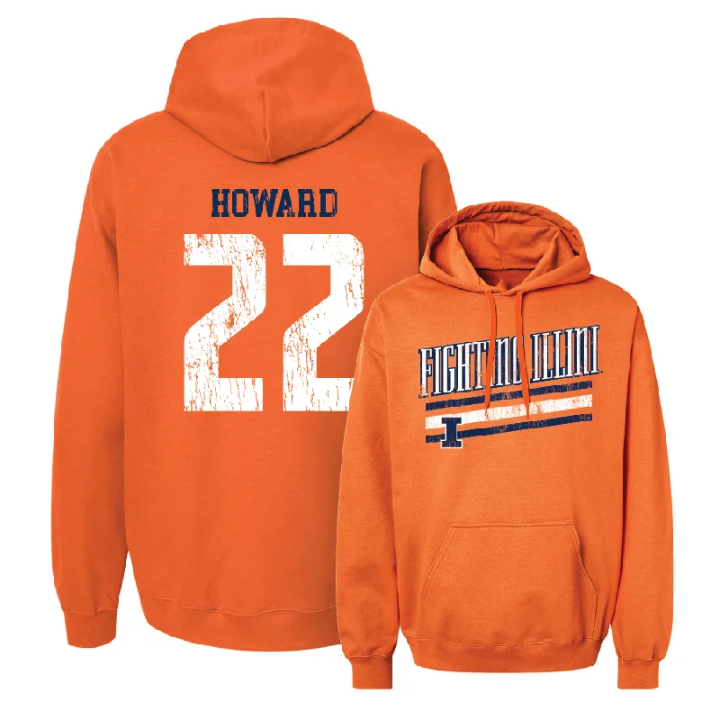 Orange Slant Hoodie  - Lia Howard Hoodie with Applique Textured Unique