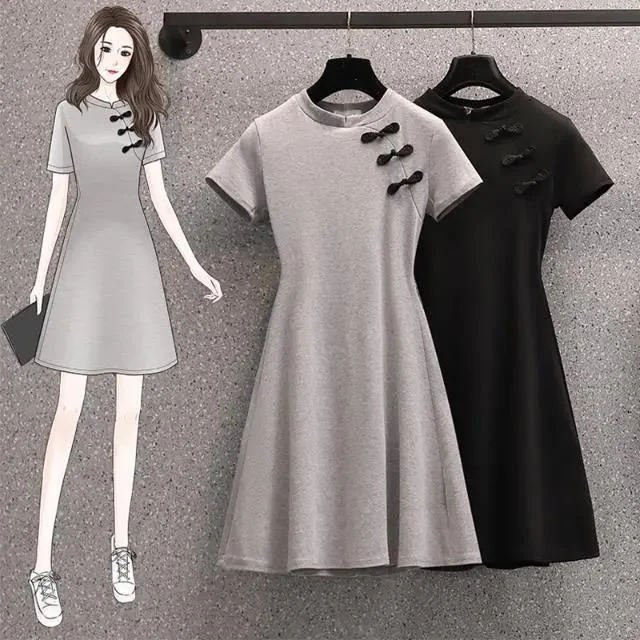 Women's Summer New Slimming and Age-reducing Belly Dress Retro Slim Dress Tunics Polka dots Women's Summer New Slimming and Age-reducing Belly Dress Retro Slim Dress Tunics Polka dots