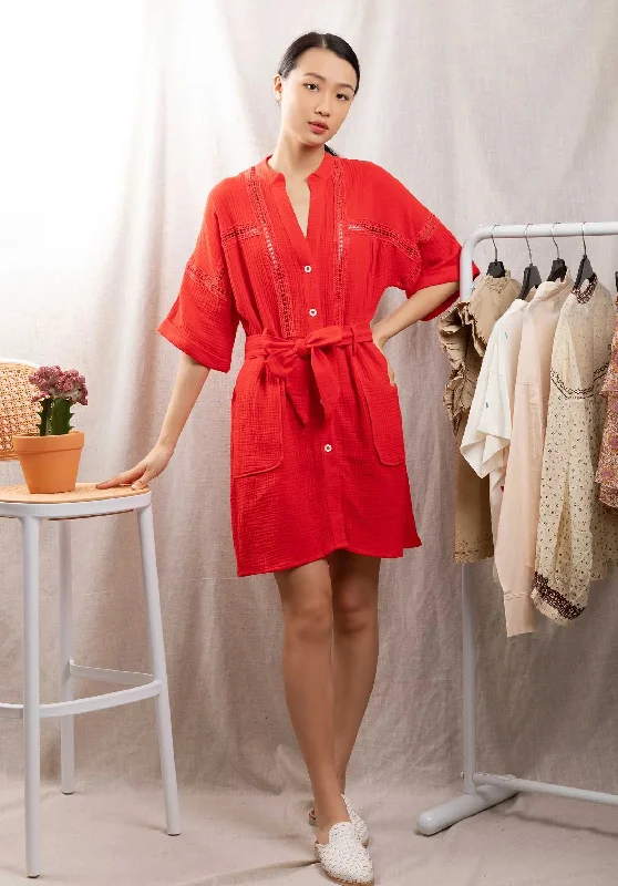 Ms Dress Sorena Rouge Crew Neckline Casual