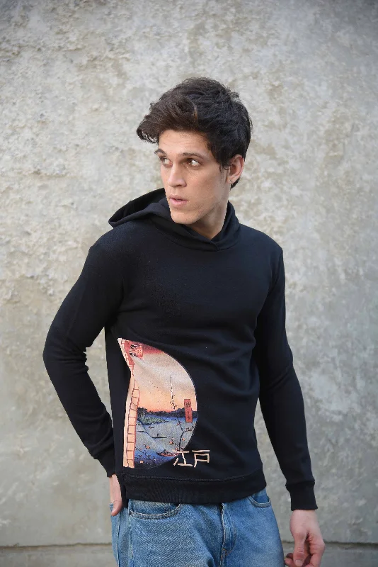 Printed Hoodie - Yedo Hoodie with Toggle Buttons Decorative Unique