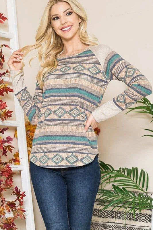 Tribal Print Sweater Knit Cotton Fabric Linen Fabric Terry Fabric