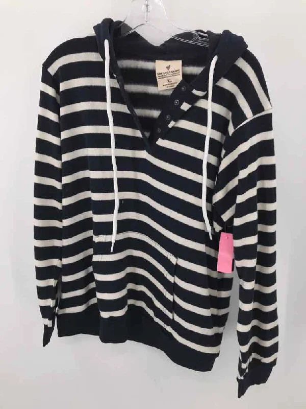 Pre-Owned Soft As Grape Navy Size XL Stripe Sweater Sequined Glittery Shiny