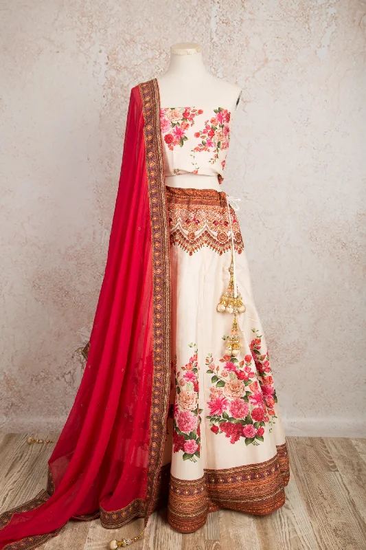 Printed choli & skirt R8_1531 velvet skirt luxurious
