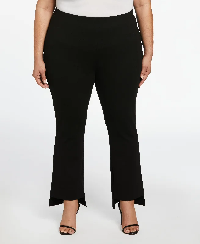 Plus Size Step Hem Ponte Knit Pull-On Pant Chic Wool Trousers