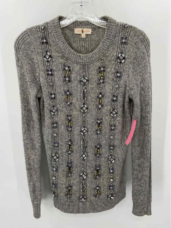 Pre-Owned Tory Burch Grey Size XS Sweater Silk Blend Satin Velvet