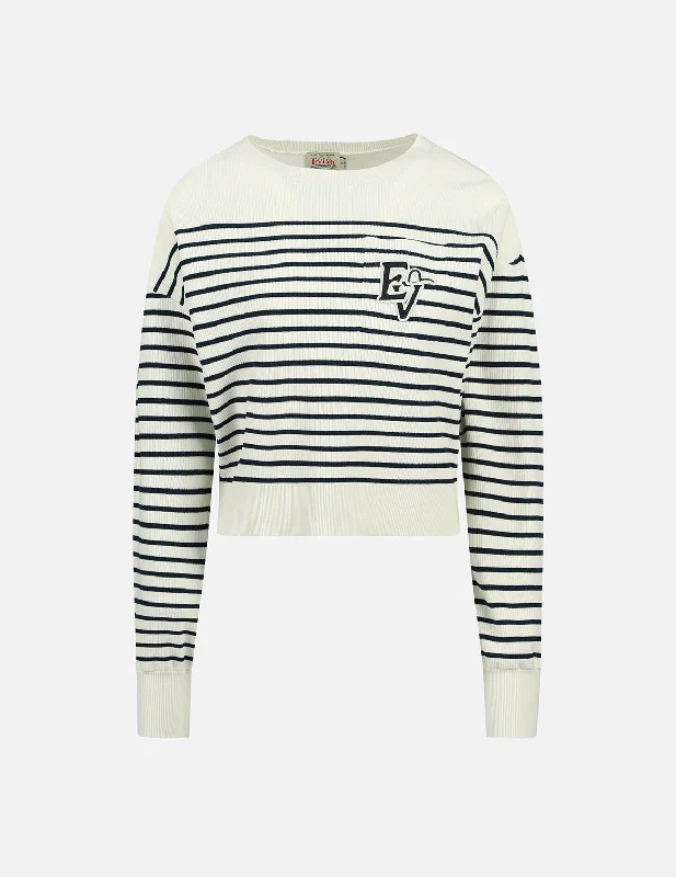 Logo Badge Pocket Stripe Sweater Cable Knit Ribbed Knit Lace Knit