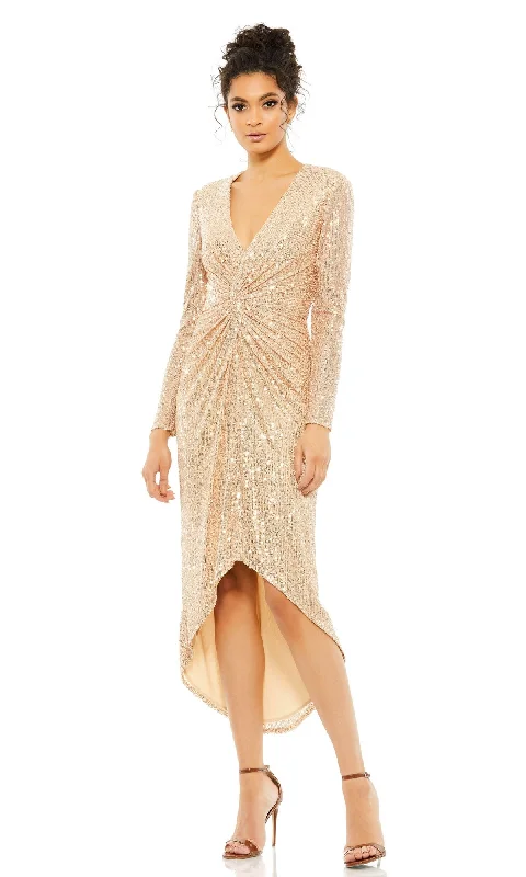 Mac Duggal Rose Gold Midi Sequin Party Dress 26549 Tunics Mesh breathable