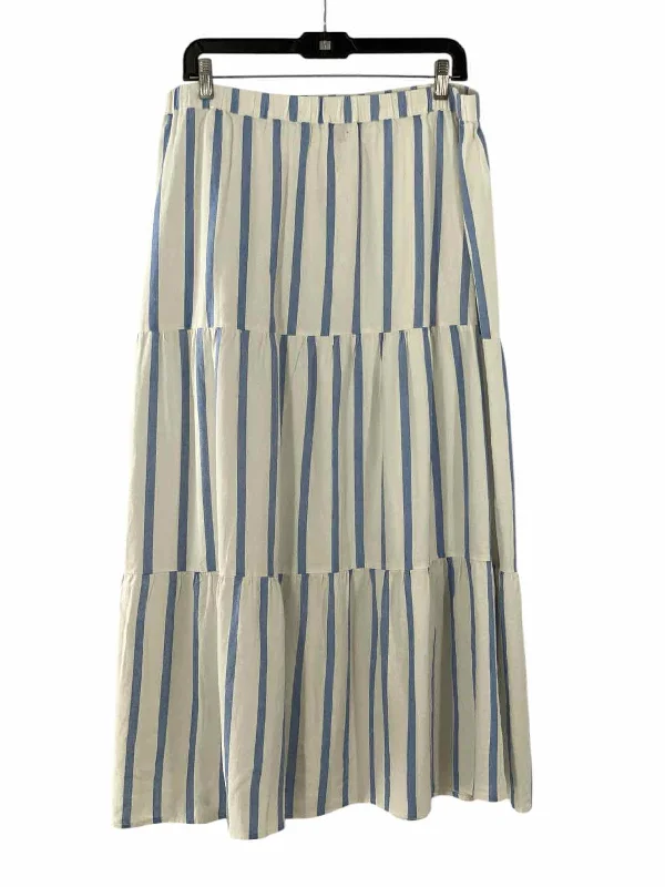 Vince Camuto Size L White Blue Stripe Linen Blend Skirt velvet skirt luxury