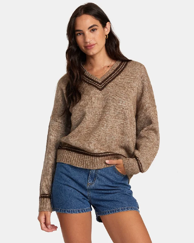 Deuce Sweater - Java Zippered Front Buttoned Front Snap Front