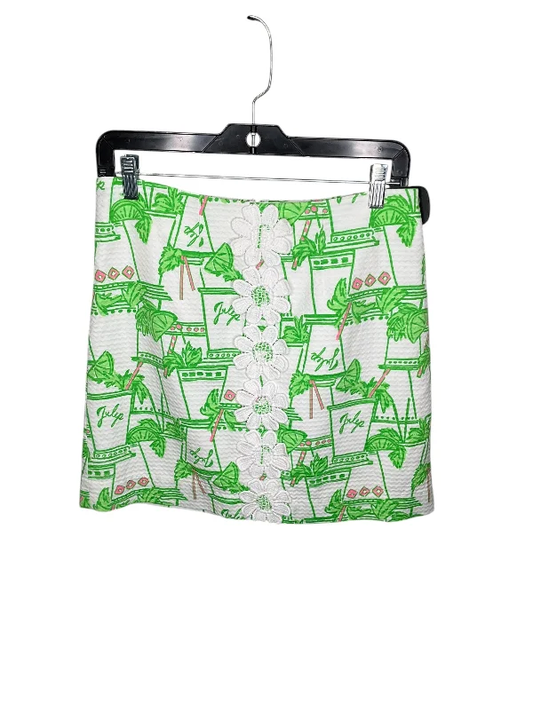 Skirt Designer By Lilly Pulitzer In Green & White, Size: 2 wrap skirt elegant